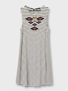 THML Striped Embroidered Sleeveless Knee Length Dress Size Small